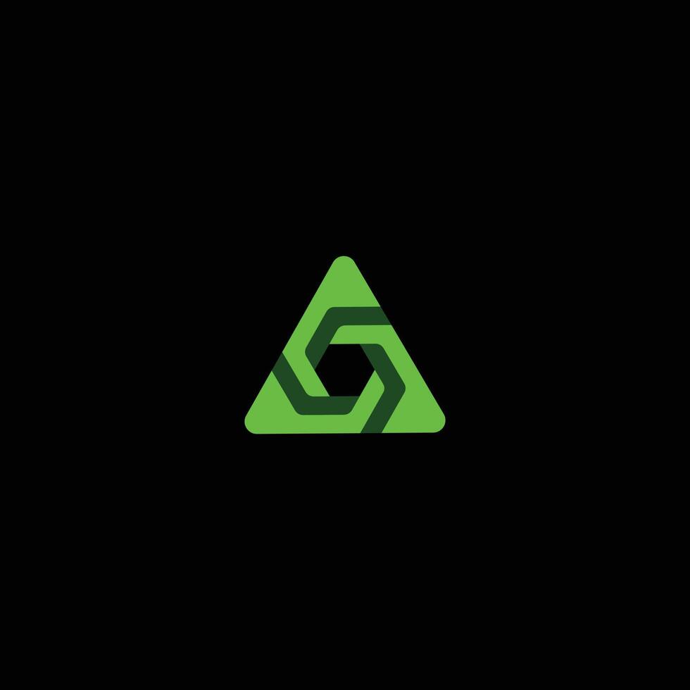 Geometric Green Triangle with Interlocking Hexagon Loop vector