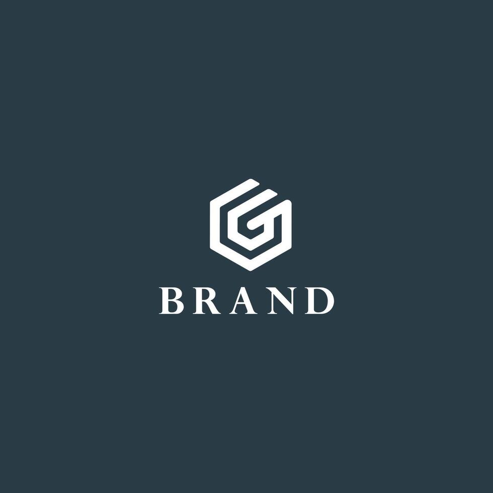 Geometric Hexagonal G Monogram Logo Template vector