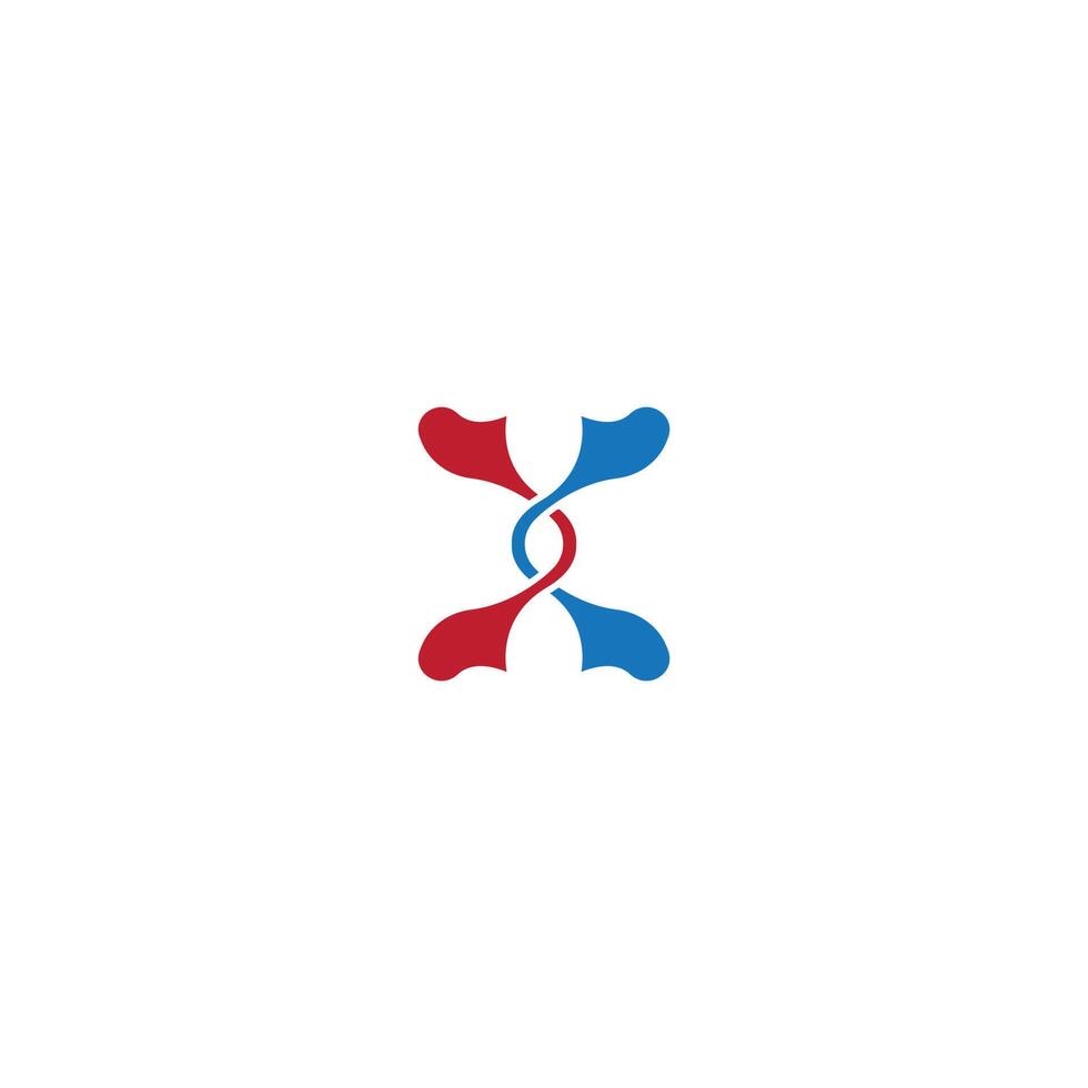 Abstract Red and Blue Intertwined X Symbol vector