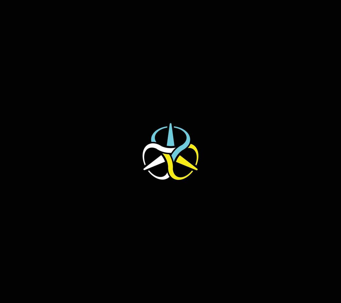 Abstract Tri Color Interlocking Monogram. vector