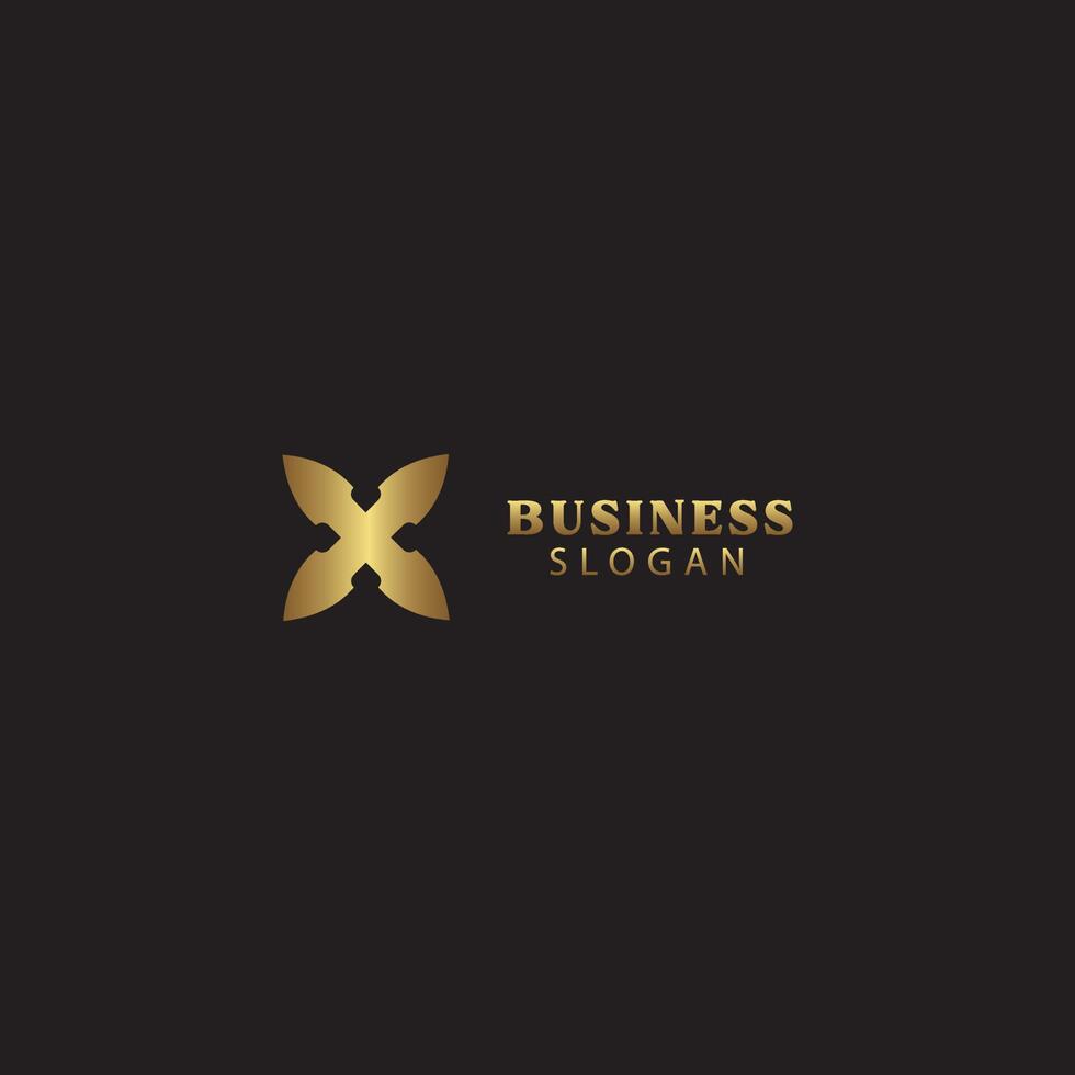 Luxury Gold Abstract X Clover Logo Template vector