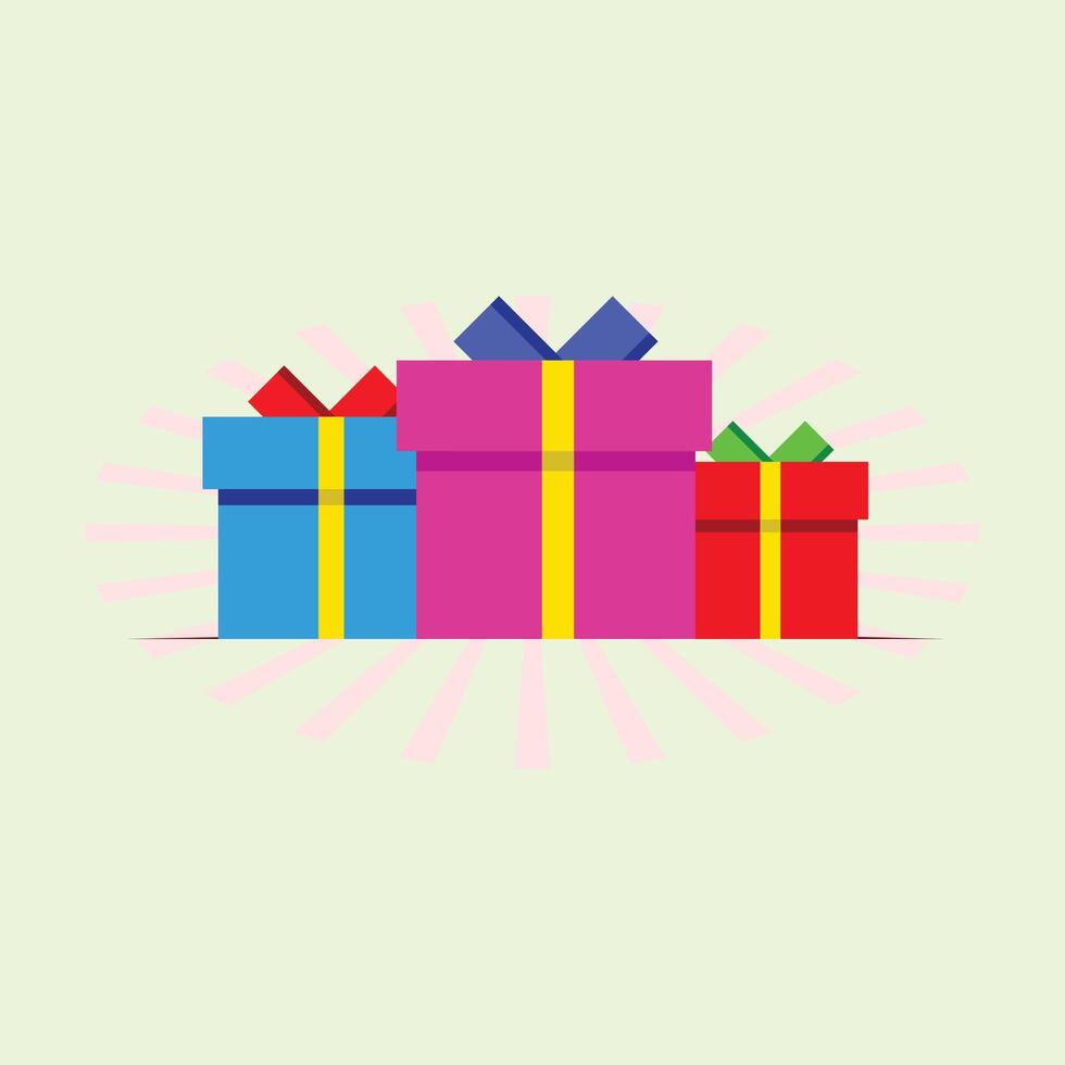 Gift box icon. Flat illustration of gift box icon for web design. Gift box with blue bow illustration in flat style. Red giftbox expressing gift, surprise, celebration, happiness. vector