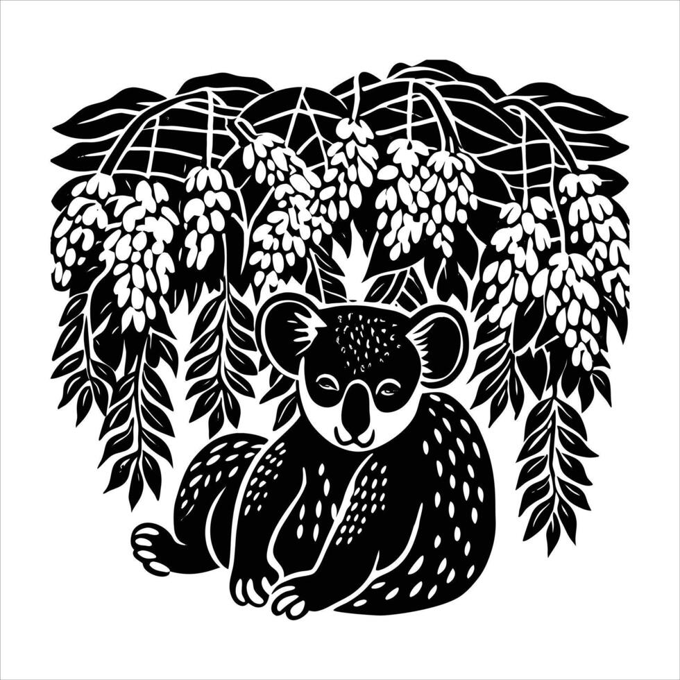 koala resting under a canopy vector