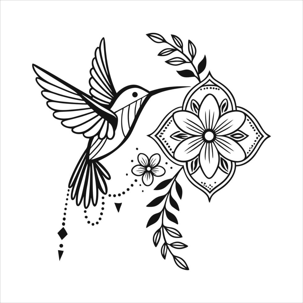 Minimalistic Hummingbird Tattoo vector