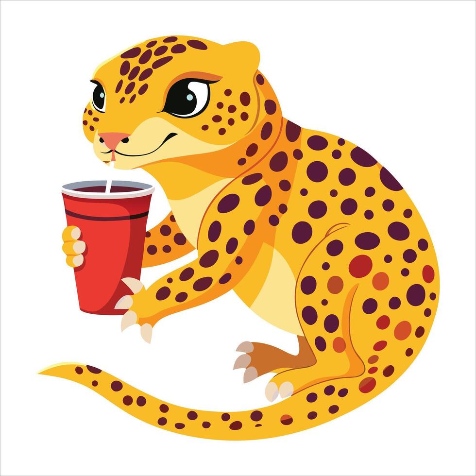 leopard gecko drink vector