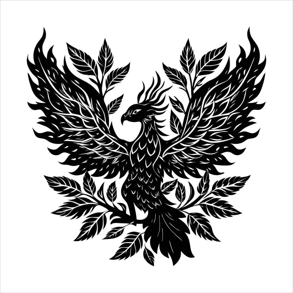 Glowing Phoenix in Autumn Forest vector