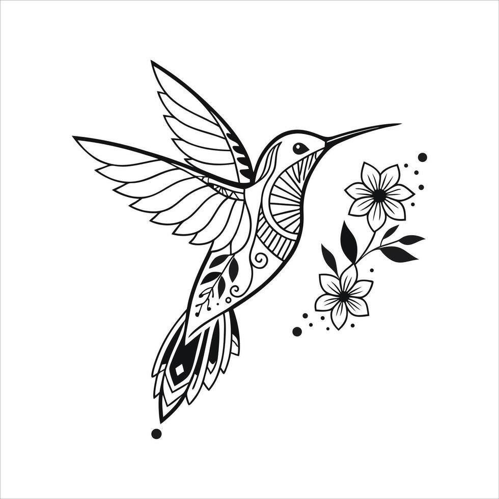 Hummingbird Drawing Tattoo vector