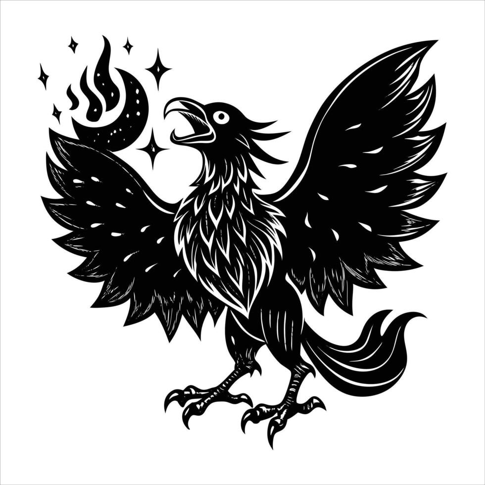 vampire phoenix that feeds on moonlight vector