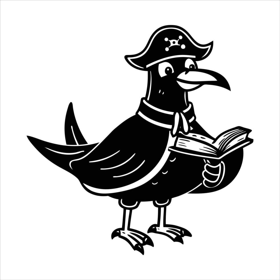 pirate seagull wearing an eyepatch vector