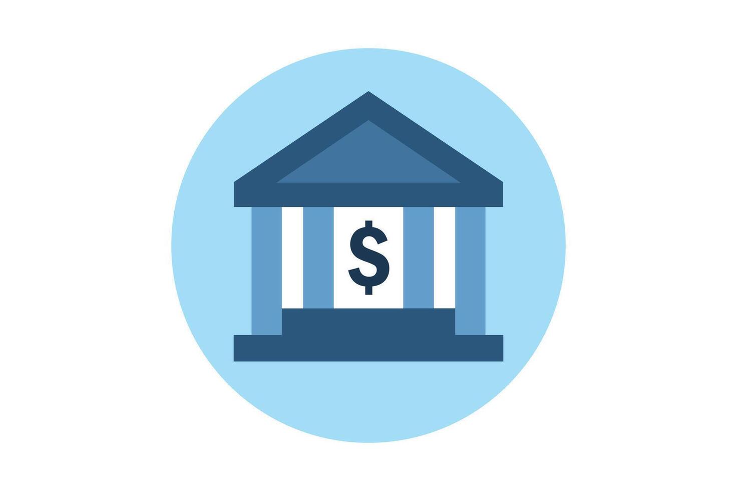 Digital banking icon with dollar building, finance bank building icon, money bank building illustration, bank account icon vector