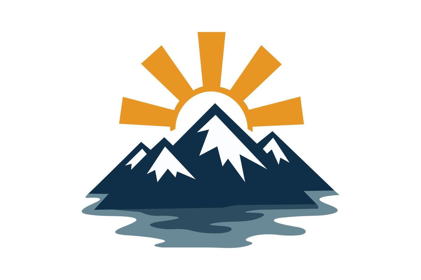 Abstract Mountain Logo with Sunlight, mountain peak sunrise logo , mountain landscape with sun vector