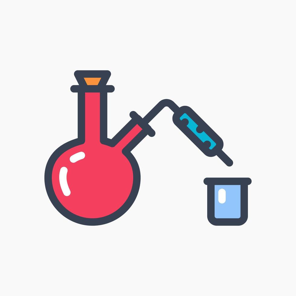 Design Illustration graphic of Distillation icon with colored line style. Suitable for UI, mobile design, web design, etc. vector