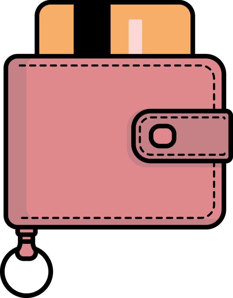 illustration wallet with bank card or credit card without background vector