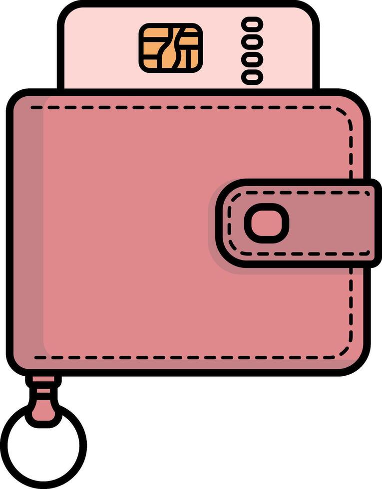 Modern wallet icon with contactless bank card in flat style vector