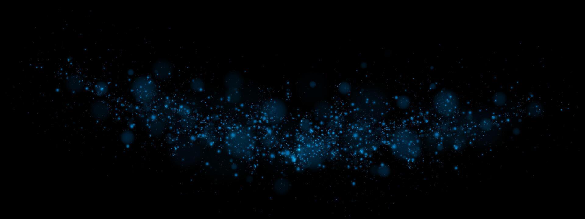 Enchanting Mystical Blue Particles Dance Across a Dark Black Background, Creating a Dreamy Visual Effect vector
