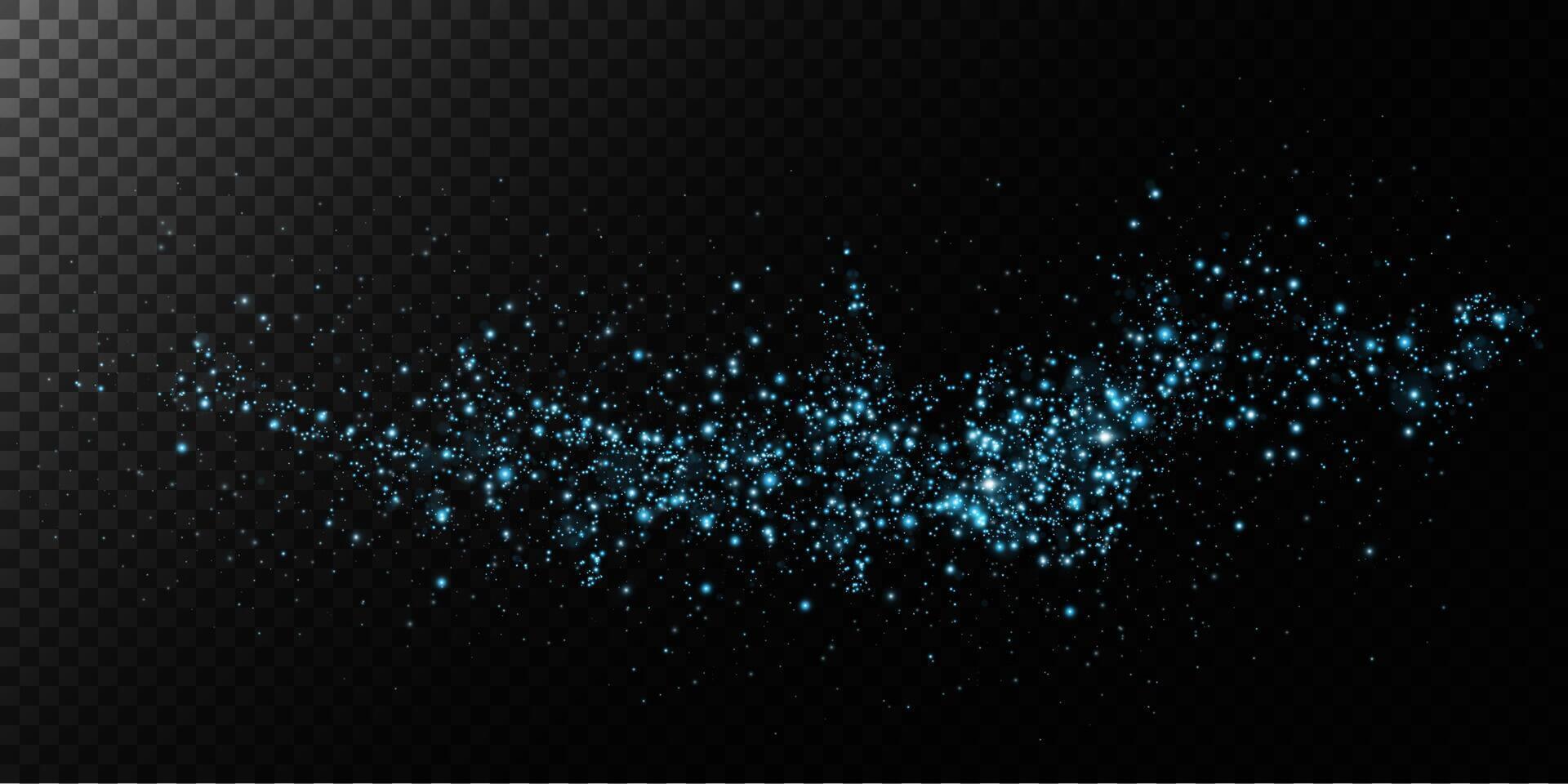 Stunning Blue Sparkle Effects Set Against a Dark Background, Creating an Enchanting Visual Experience vector