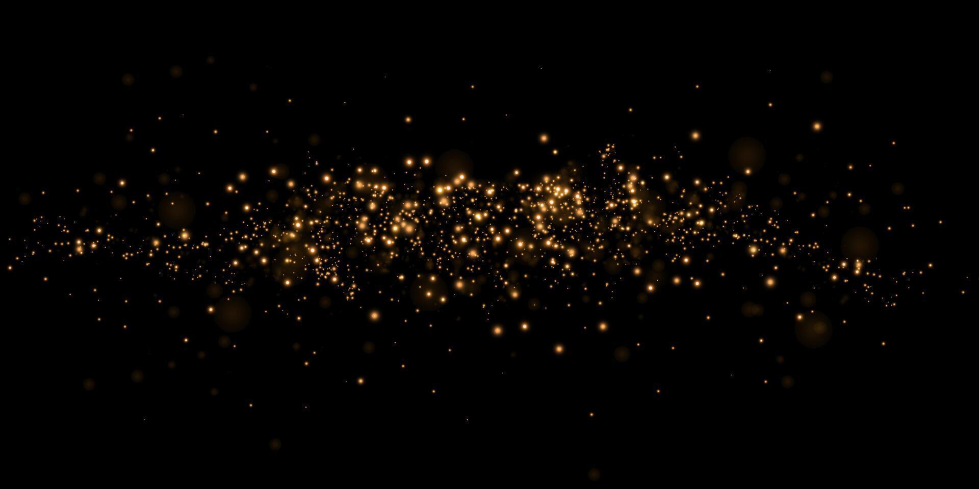Radiant Golden Sparkles Gracefully Set Against a Deep Black Background, Creating a Striking Visual Contrast vector