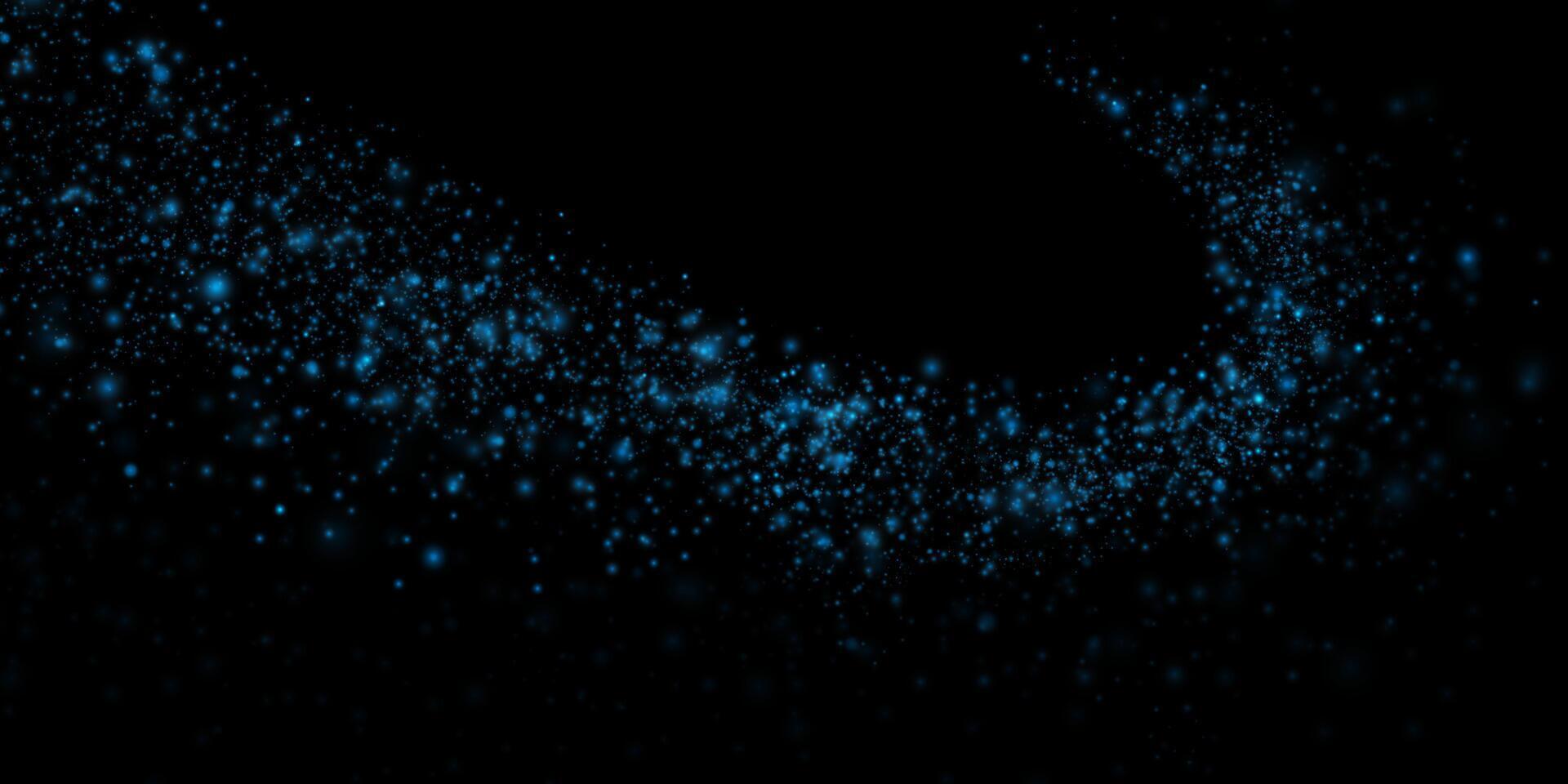 An Abstract Composition of Beautiful Blue Glittering Particles, Beautifully Set Against a Dark and Mysterious Background vector