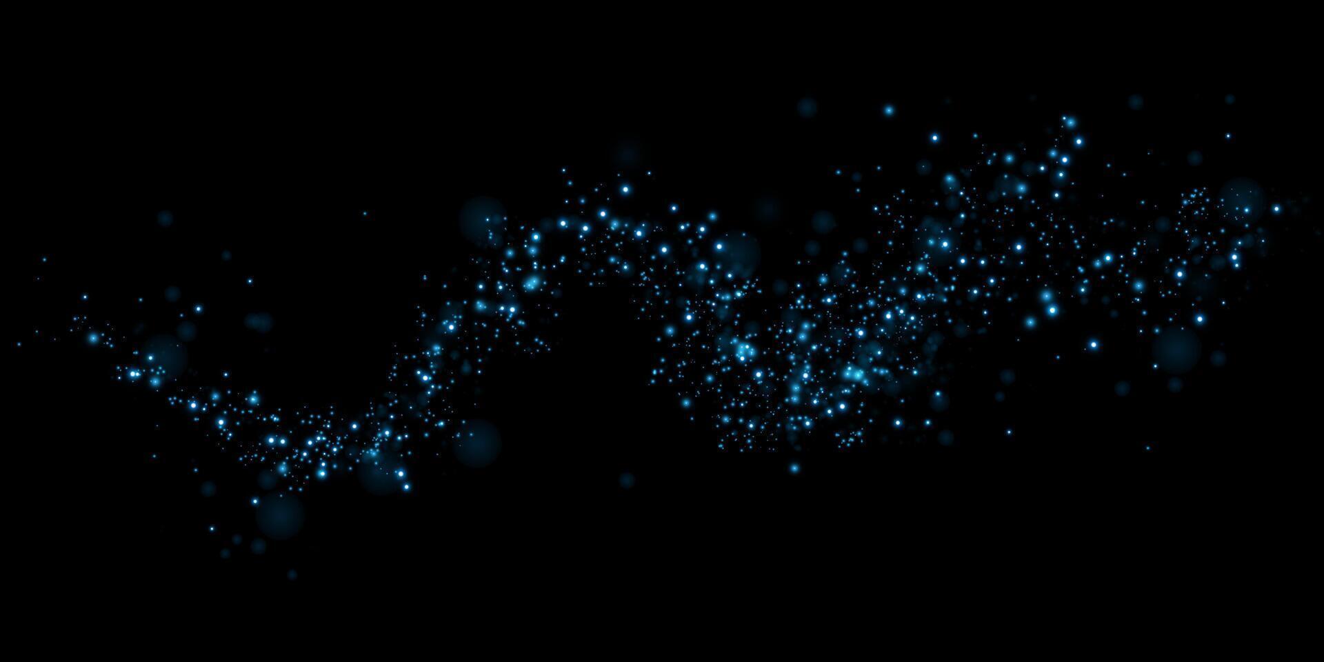 Beautiful Glowing Blue Particles Set Against a Deep Black Background, Creating a Stunning Visual Effect vector