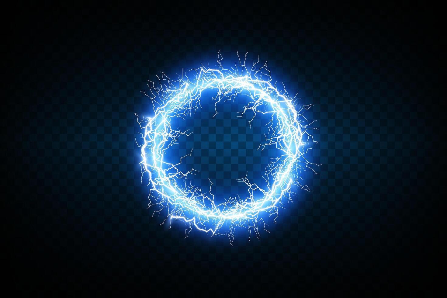 An Electric Circle Enhanced with Lightning Effects Set Against a Dark Background for a Striking Visual Impact vector