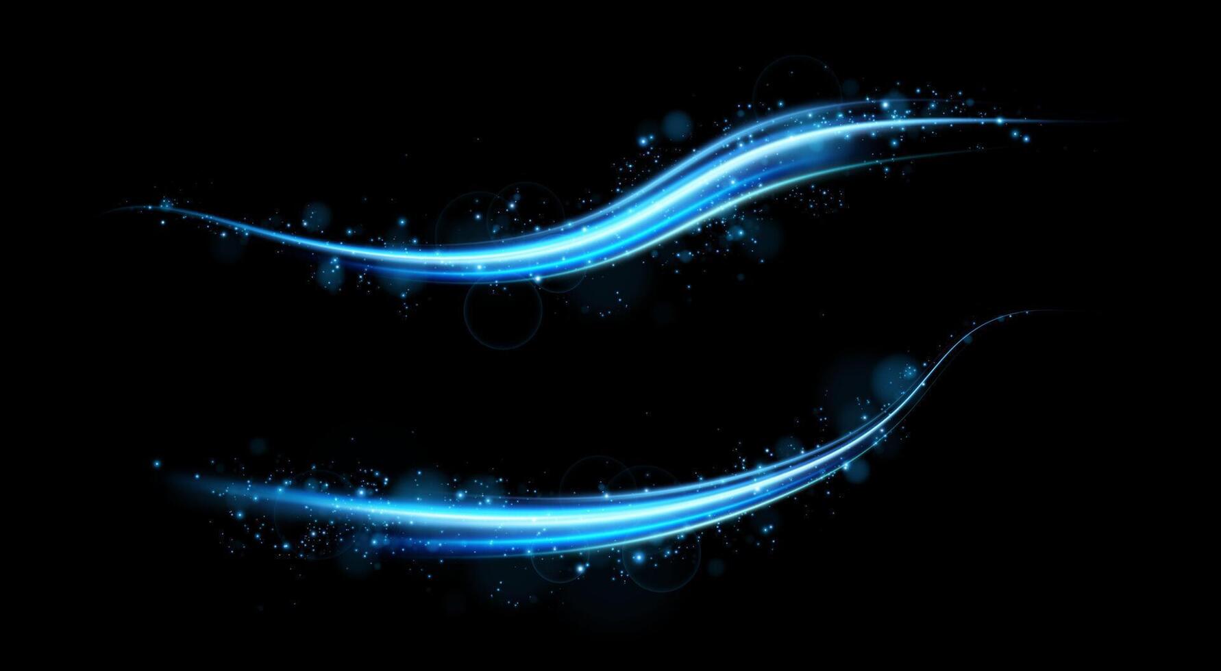 Blue Light Waves Displayed on a Deep Black Background An Intriguing Abstract Graphic Design Concept and Artwork vector