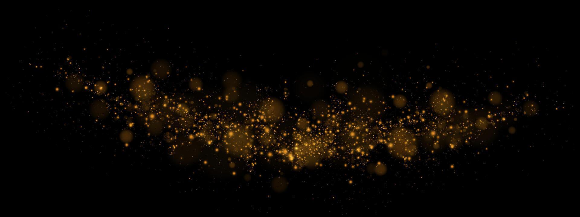 Shimmering Glittering Gold Particles on a Rich Black Background Ideal for Creating Elegant Designs and Artworks vector