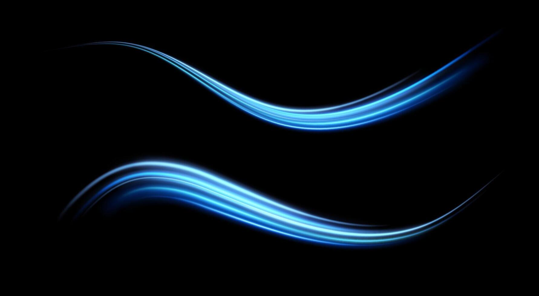 An Elegant and Captivating Display of Beautiful Blue Light Waves Gracefully Flowing Against a Deep Black Background vector