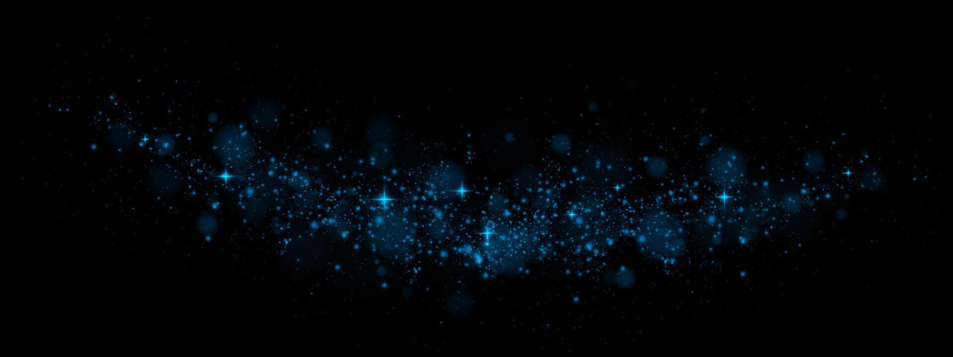 Breathtaking and Stunning Blue Particles Gently Floating on a Dark Black Background Beautiful Digital Art Design vector