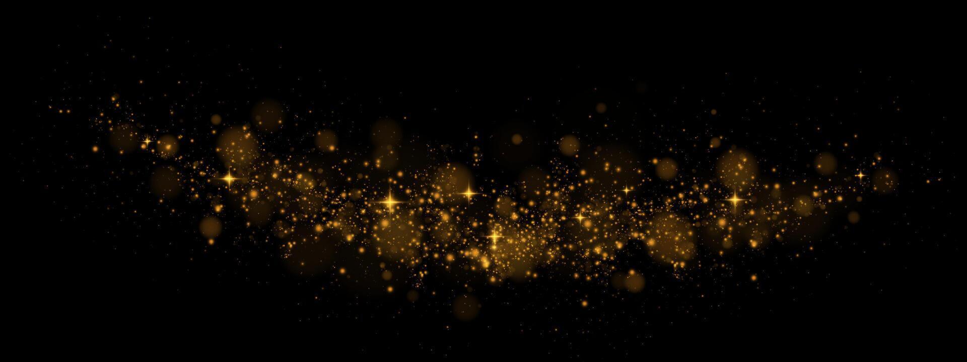 An Exquisite Display of Sparkling Golden Glitter Set Against a Striking Black Background for Enhanced Visual Impact vector