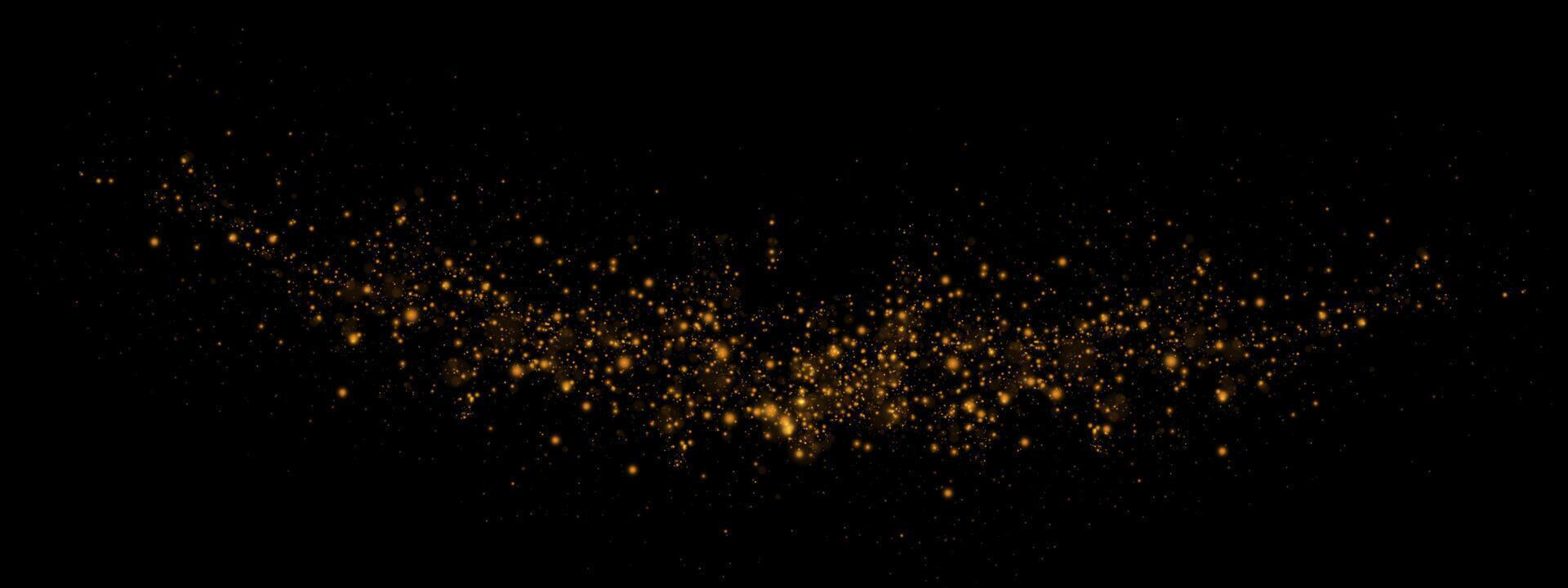 Beautiful and Elegant Golden Sparkles Dancing on a Rich Black Background Creating an Enchanting Visual Display vector