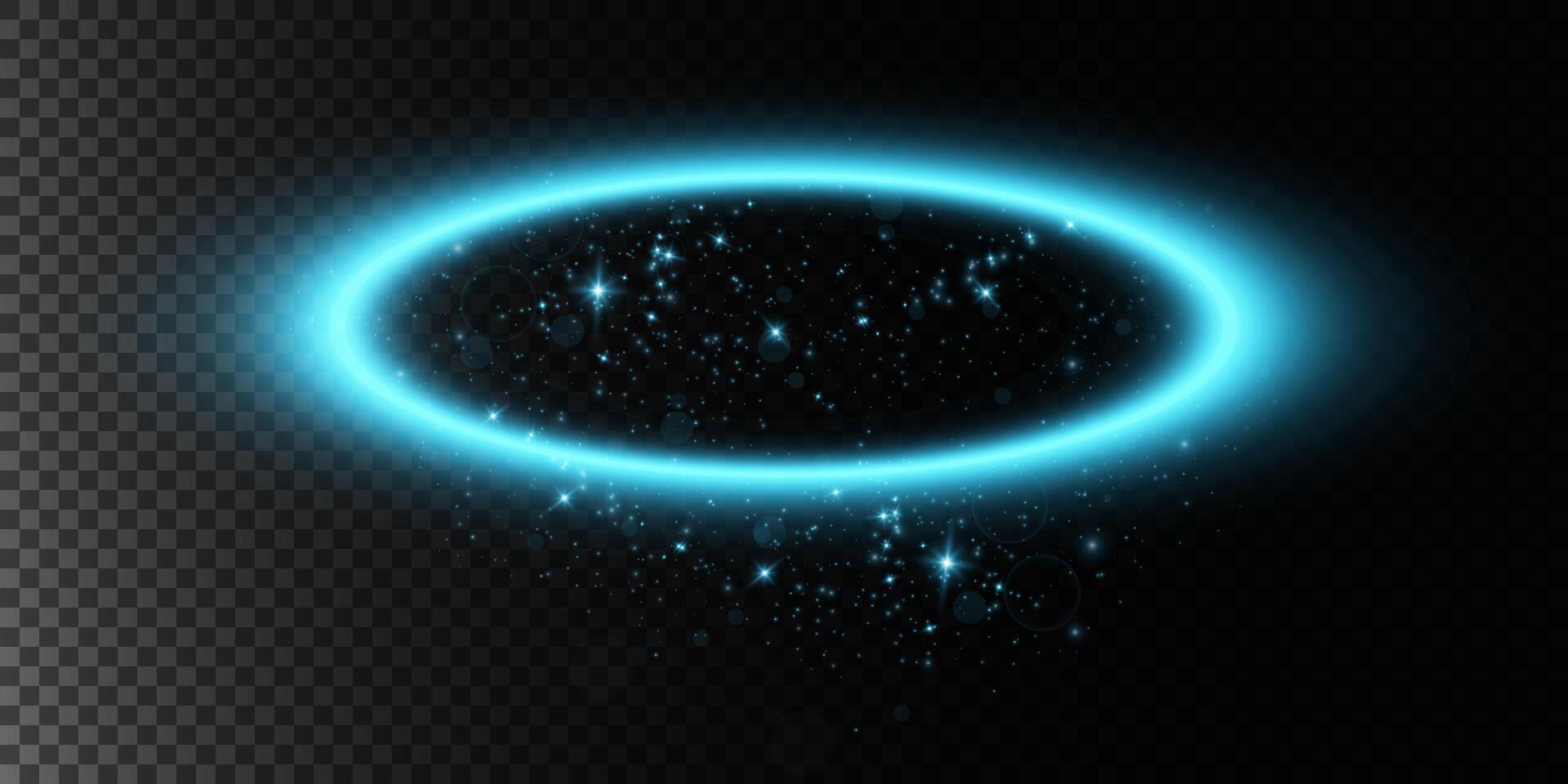 A captivating and visually appealing glowing blue circular halo effect enhanced with sparkling details vector