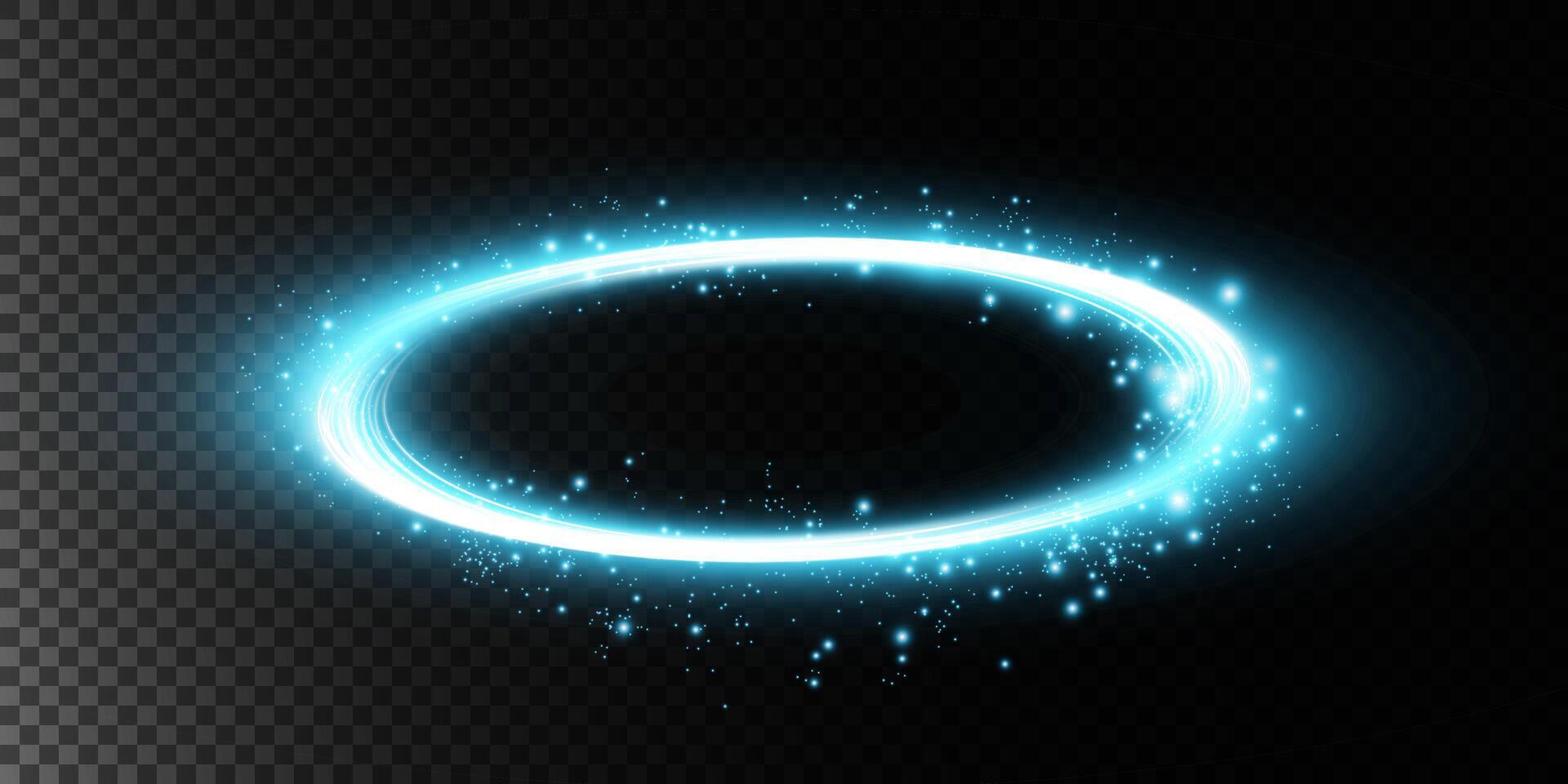 A Glowing and Radiant Blue Circular Energy Ring Accompanied by Sparkles and Bright Aesthetic Elements vector