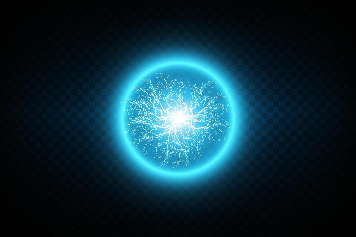 A mesmerizing Radiant Blue Energy Sphere surrounded by Electric Sparks creating a vibrant, captivating scene vector