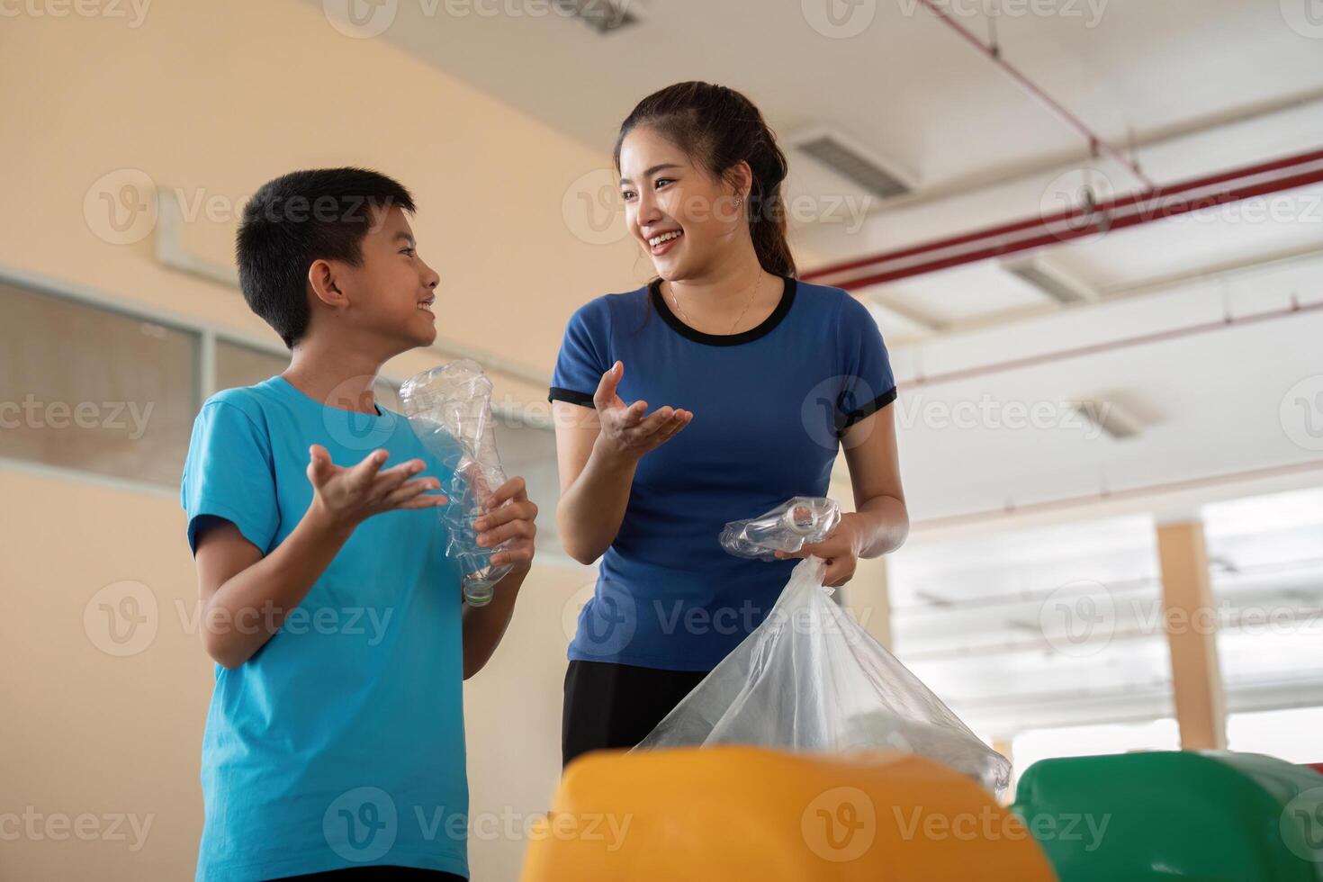 Teaching and Learning About Waste Management. Sharing knowledge about proper waste disposal and recycling practices. photo