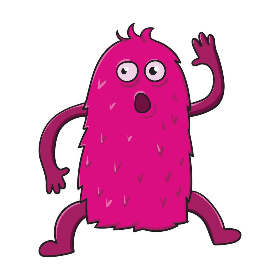Illustration of happy mythical alien creature. Funny cartoon monster character. vector