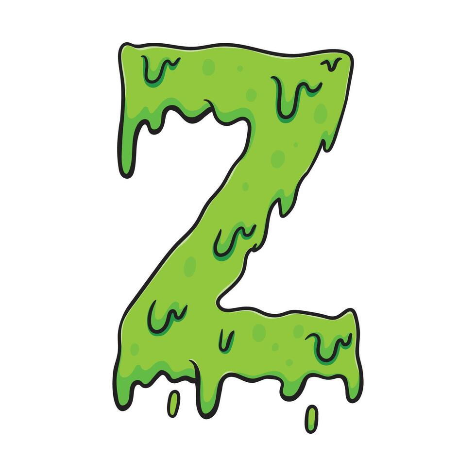 Slime Green Letter Z - Gooey Dripping Cartoon Font vector