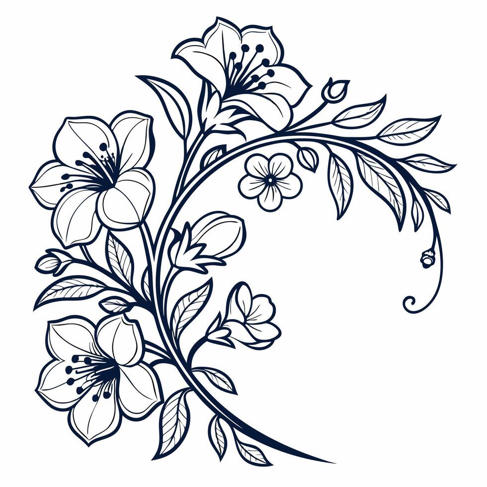 Vines and flowers entwine across the dreamy background. vector