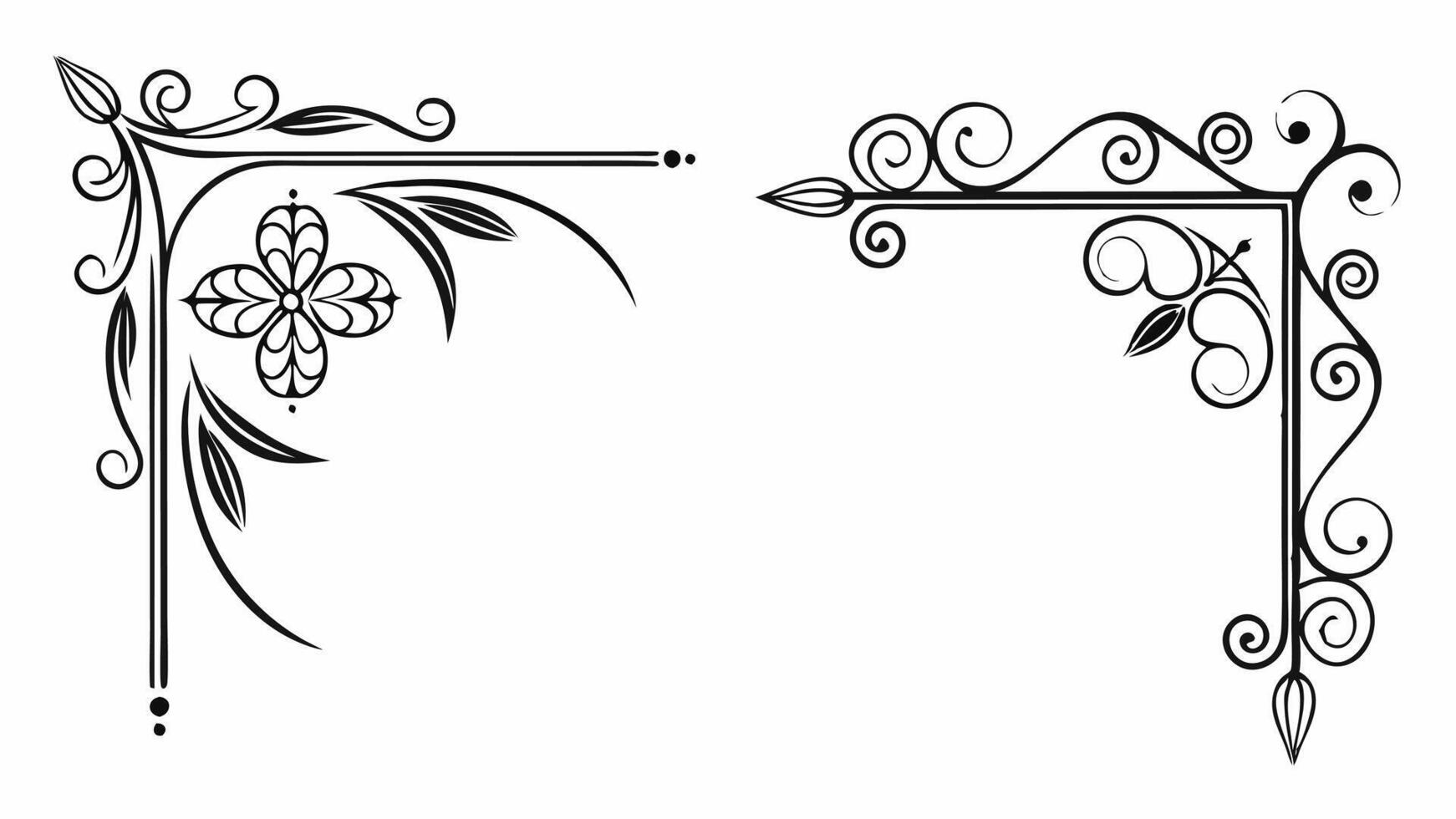 Two ornate corner frames with flower. vector