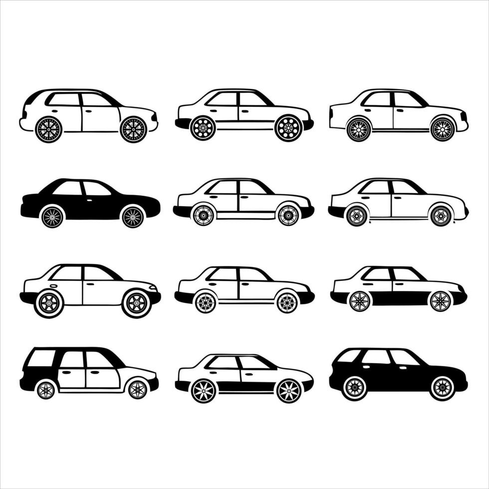 car icon set illustration on white background vector