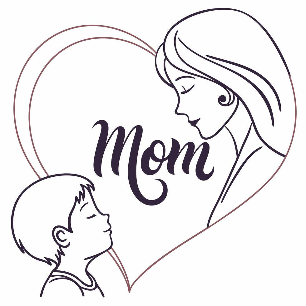 Mother and daughter together form a heart shape, symbolizing deep love and emotional closeness. vector