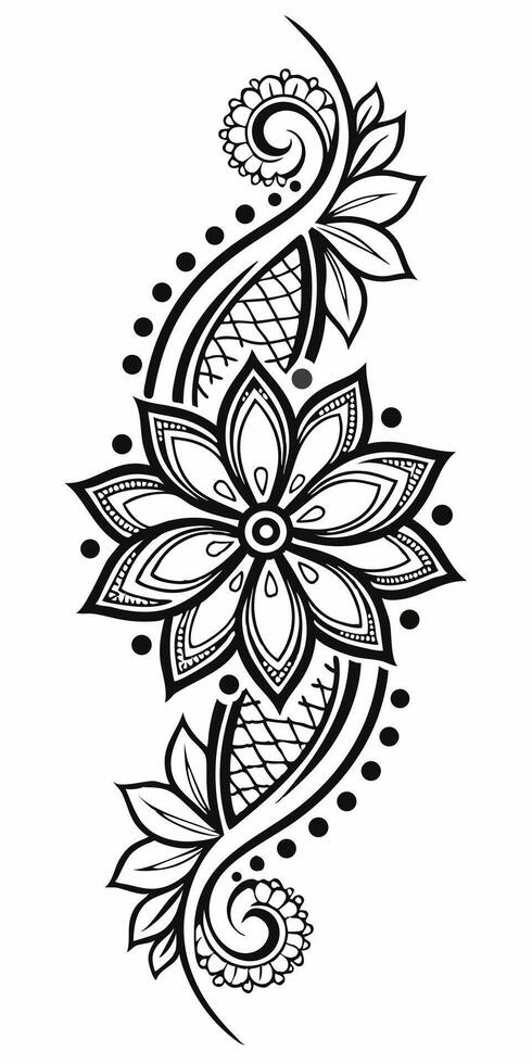 Mandala designs blend with blossoms in soft ink. vector