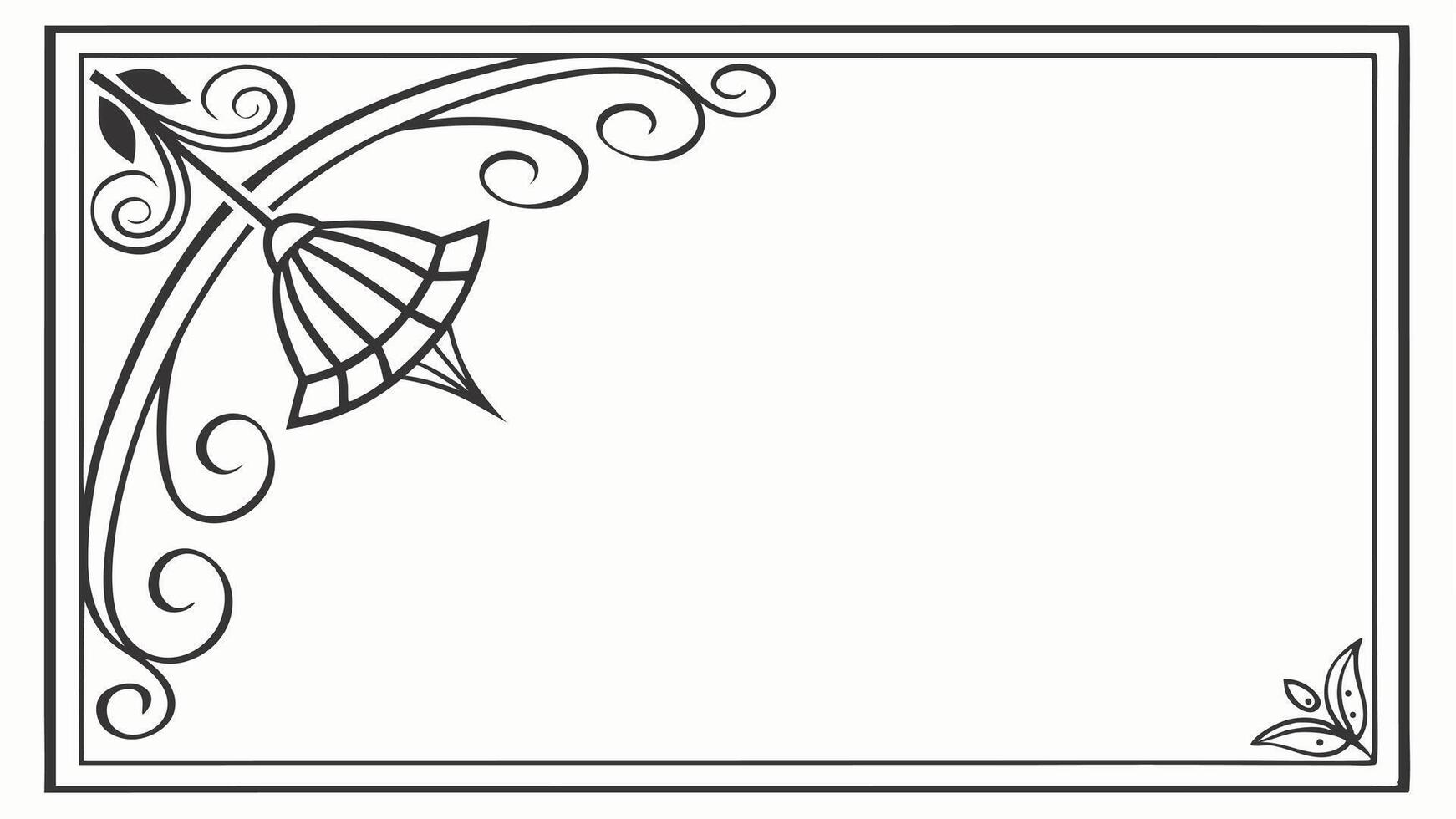 a black and white drawing of a frame with a flower vector