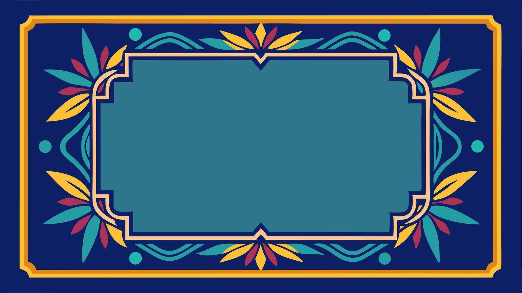Design of An ornate frame with a blue background and yellow flowers vector