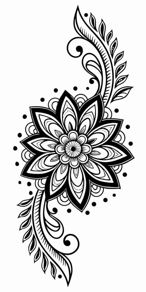 Tattooed flower mandala pulses with tranquil symmetry. vector