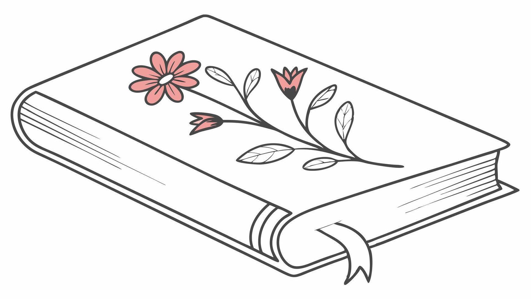 illustration of a book with flowers on it vector