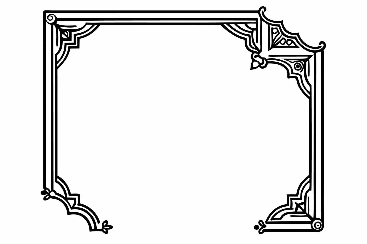 An ornate frame with a black and white border. vector