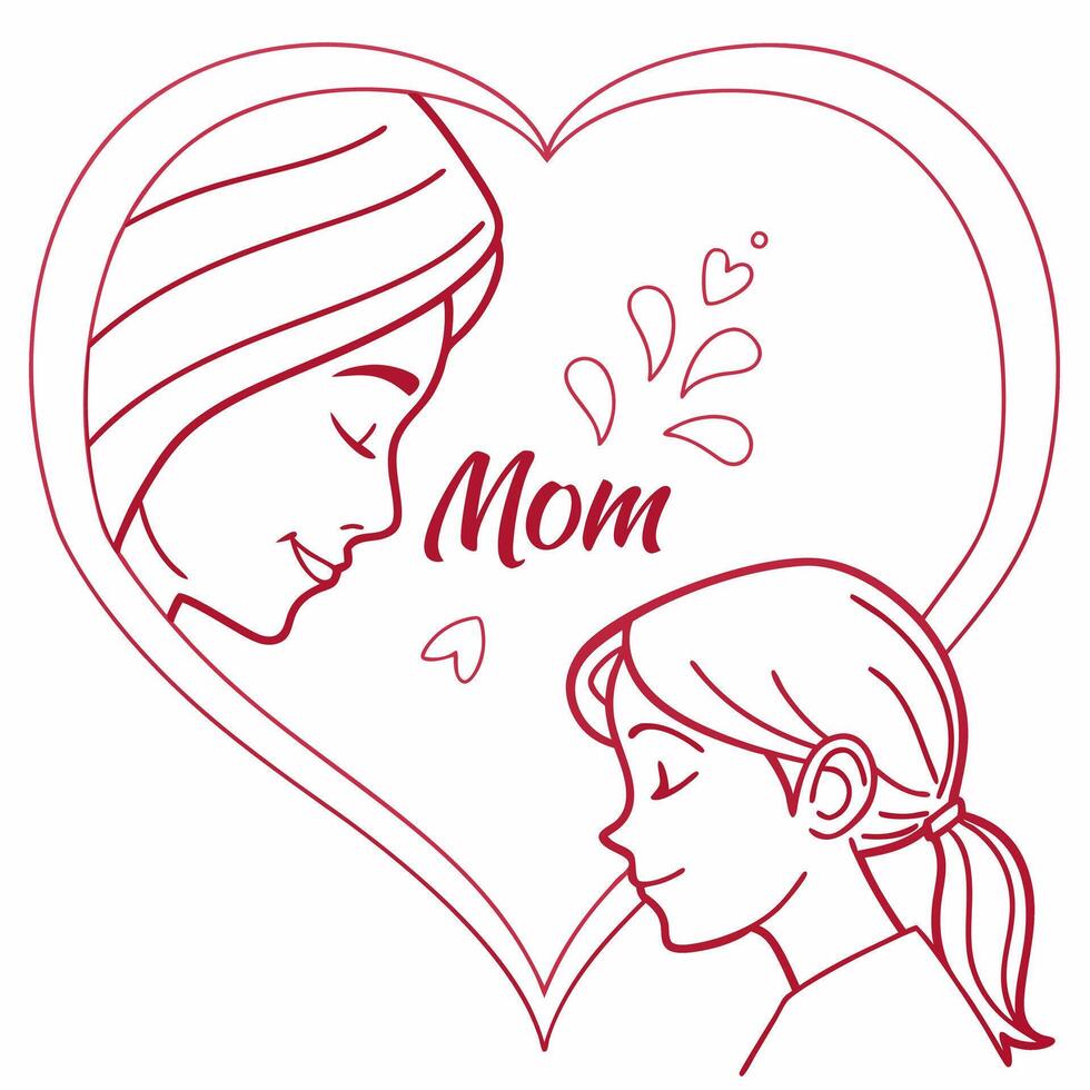 a mother and daughter are in the shape of a heart vector