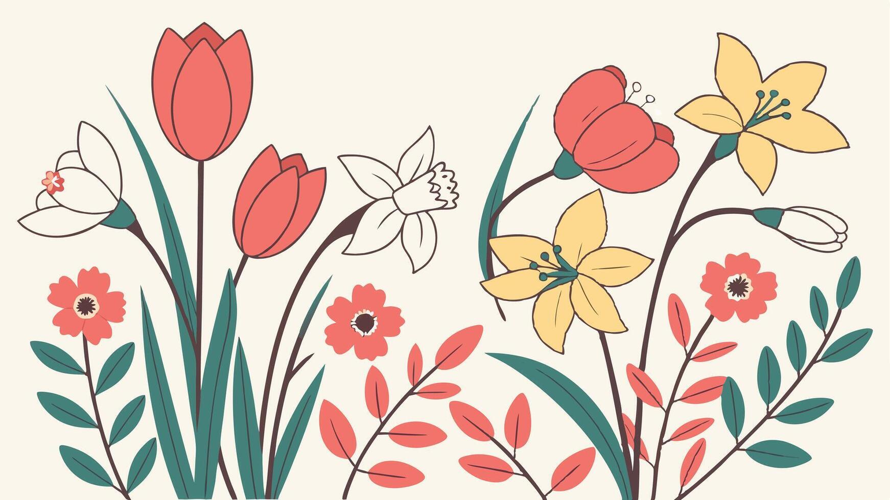 illustration of flowers and leave. vector