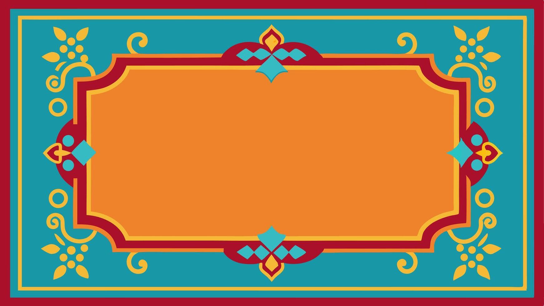 An orange and blue frame with a decorative border vector