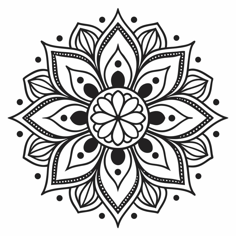 Sharp lines shape a flawless mandala flower in ink. vector